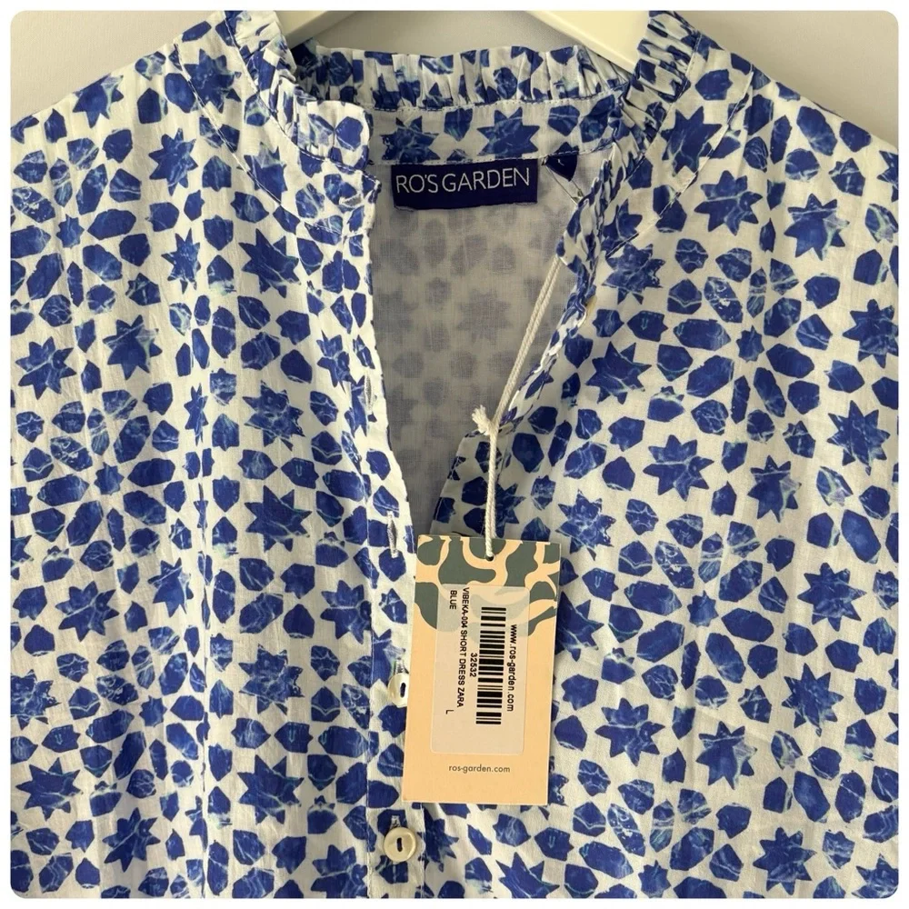 NWT Anthropologie Ro's Garden Vibeka Short-Sleeve Cotton Mini Dress, L - Picture 10 of 14